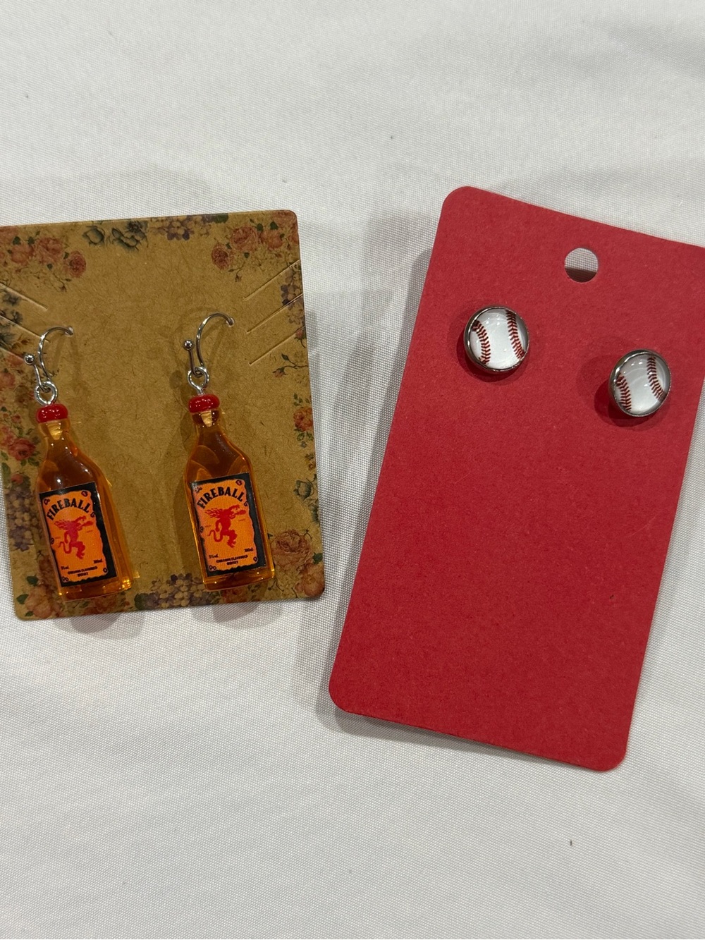 Bottle Dangle Earrings - Red/Orange Novelty Earrings